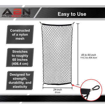 Abn Cargo Net With Fasteners And Hardware 24 X 45In Stretches To 60In Long Trailer Suv Motorcycle Atv Roof