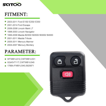 Scitoo 2 X Remotes Key Fob For F150 For F250 Super Duty For F350 Super Duty For Escape For Expedition For Explorer For Edge F