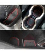 Auovo Antidust Door Mats For Renegade Accessories 2015 2016 2017 Cup Holder Inserts Liners Center Console Mats 16Pcs Red Trim