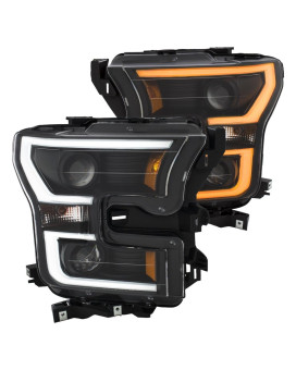 Anzo USA 111357 15-16 F150 Projector Headlights with Plank Style Switchback Black with Amber