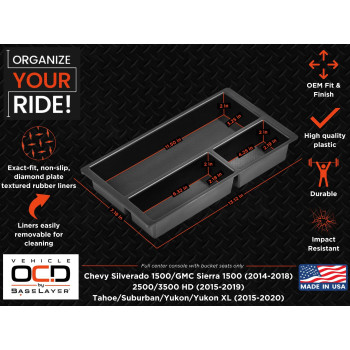 Vehicle Ocd Center Console Organizer Tray For Chevy Silveradogmc Sierra 1500 201418 And 25003500 Hd 201519 Chevy Sub