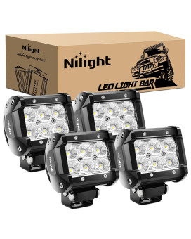 Nilight Led Pods 4Pcs 18W 1260Lm Flood Light Bar Driving Fog Off Road Lights Work 24V 12V For Motorcycles Van Camper Wagon Car P