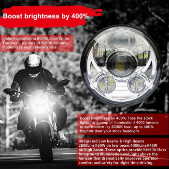 Wisamic 575 Led Headlight Motorcycle Dot Compatible With Harley Davidson Dyna Street Bob Super Wide Glide Low Rider Night R