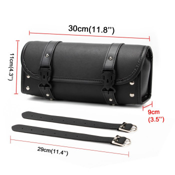 Motorcycle Bag Universal Motorcycle Handlebar Bag Motorcycle Fork Bag Pu Leather Black Roll Saddlebags For Honda Kawasaki Suzu