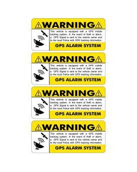 Gps 4 Pack 35X15 Yellow Anti Theft Stickers Fs009 Vehicle Security System Alarm Decal Car Truck