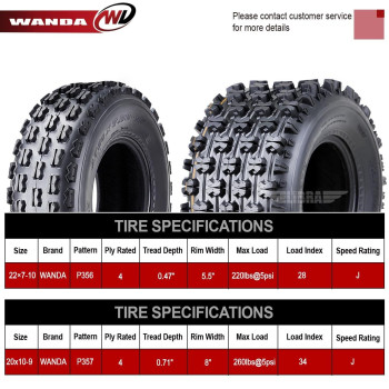 Set 4 Wanda Sport Atv Tires 22X710 Front 20X109 Rear Gncc Grand National Cross Country Race Tires 1007710081