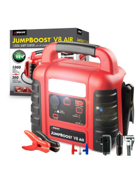 Wagan El7552 Jumpboost V10 Air 1000 Peak Amps 12V Jump Starter With 260 Psi Powerful Air Compressor Tire Inflator 1 Builtin Dc