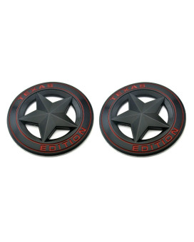 Muzzys Set Of Two Texas Edition Star Black And Red Round 3 Shield Emblem Universal Stickon Fits Tundra Tacoma F150 Silve