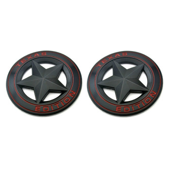 Muzzys Set Of Two Texas Edition Star Black And Red Round 3 Shield Emblem Universal Stickon Fits Tundra Tacoma F150 Silve