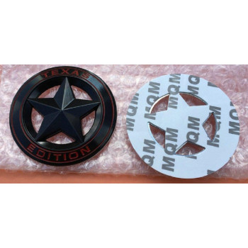 Muzzys Set Of Two Texas Edition Star Black And Red Round 3 Shield Emblem Universal Stickon Fits Tundra Tacoma F150 Silve