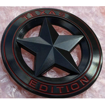 Muzzys Set Of Two Texas Edition Star Black And Red Round 3 Shield Emblem Universal Stickon Fits Tundra Tacoma F150 Silve