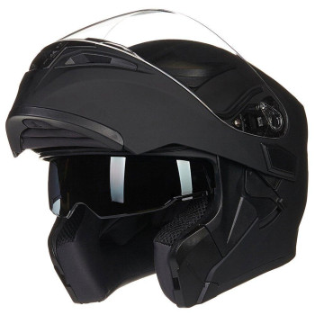 Ilm Motorcycle Dual Visor Flip Up Modular Full Face Helmet Dot 6 Colors Model 902 Xl Matte Black