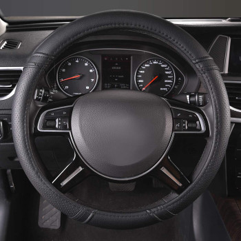 Car Pass Classical Leather Automotive Universal Steering Wheel Covers Universal Fit For Suvs Trucks Sedans Cars Vans 14515Inch