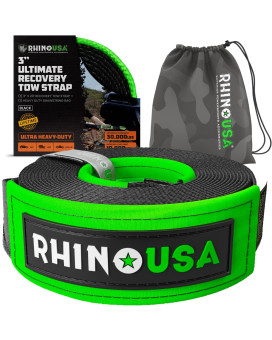 Rhino Usa Recovery Tow Strap 3 X 20 31 518Lb Break Strength Emergency Recovery Strap Tow Rope For Truck Utv Atv Mor