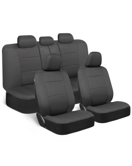 Bdk Polypro Car Seat Covers Full Set In Solid Charcoal Front And Rear Split Bench Seat Covers For Cars Easy To Install Acces