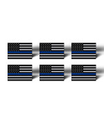 Blue Line 6 Pack Mini American Flag Subdued Stickers Decals Lives Matter Support Police Tag Usa