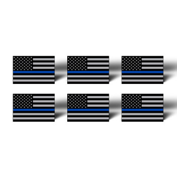 Blue Line 6 Pack Mini American Flag Subdued Stickers Decals Lives Matter Support Police Tag Usa