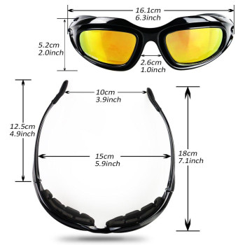 Aully Park Polarized Motorcycle Riding Glasses Black Frame With 4 Lens Kit For Outdoor Activity Sports