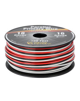 Gg Grand General 55306 Parallel Primary 3Wire 100Ft Roll With Spool For Trucks Automobile And More Black Red White