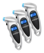 Astroai 3 Pack Digital Tire Pressure Gauge 150 Psi 4 Settings For Car Truck Bicycle With Backlit Lcd And Nonslip Grip Silver