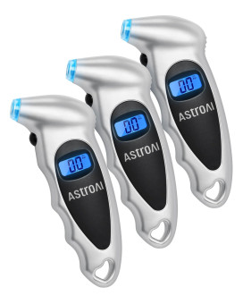 Astroai 3 Pack Digital Tire Pressure Gauge 150 Psi 4 Settings For Car Truck Bicycle With Backlit Lcd And Nonslip Grip Silver