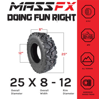 4 New 25X812 25X1012 Kt Massfx Atv Utv Allterrain Tire Set 6 Ply 25 25X8X12 25X10X12 Tubeless Tires