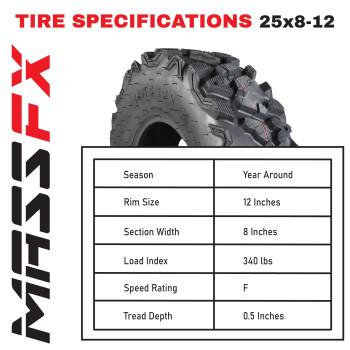 4 New 25X812 25X1012 Kt Massfx Atv Utv Allterrain Tire Set 6 Ply 25 25X8X12 25X10X12 Tubeless Tires