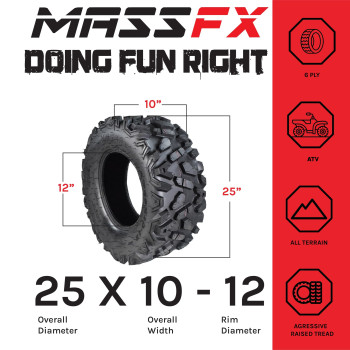 4 New 25X812 25X1012 Kt Massfx Atv Utv Allterrain Tire Set 6 Ply 25 25X8X12 25X10X12 Tubeless Tires