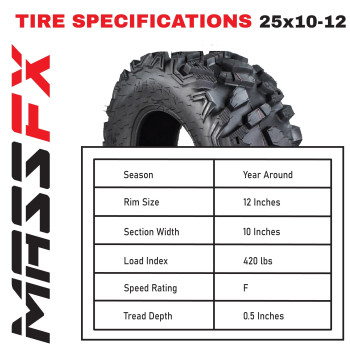 4 New 25X812 25X1012 Kt Massfx Atv Utv Allterrain Tire Set 6 Ply 25 25X8X12 25X10X12 Tubeless Tires