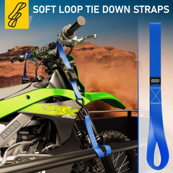 Soft Loop Tie Down Straps 1 500 Load Capacity 4 500 Lbs Breaking Strength 6 Pack Loops For Securing Atv Utv Motorcycle