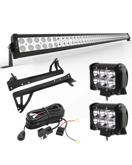 Yitamotor Led Light Bar 50 Inches Combo Light Bar 2Pc Inches 18W Spot Light Pods Wiring Harness Roof Mounting Brackets Com