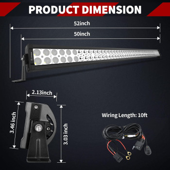 Yitamotor Led Light Bar 50 Inches Combo Light Bar 2Pc Inches 18W Spot Light Pods Wiring Harness Roof Mounting Brackets Com