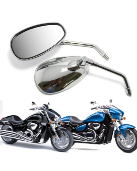 Motorcycle Chrome Rearview Side Mirrors For Kawasaki Suzuki Chopper Scooter 10Mm