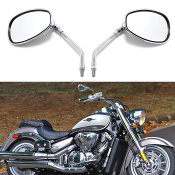 Motorcycle Chrome Rearview Side Mirrors For Kawasaki Suzuki Chopper Scooter 10Mm