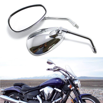 Motorcycle Chrome Rearview Side Mirrors For Kawasaki Suzuki Chopper Scooter 10Mm