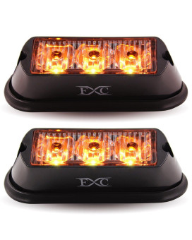 Fxc 2Pcs 3Led Strobe Lights Amber Waterproof Emergency Beacon Flash Lights Purishion Caution Bar 12 Different Flashing Car Suv