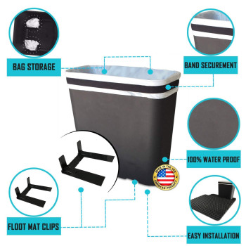 Carbage Can Premium Car Trash Can With Floor Mat Clip And Bag Securement Band Keep Car Tidy With This 100 Waterproof Car Tra