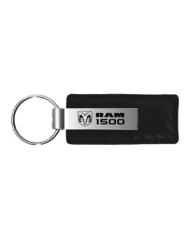 Automotive Gold Carbon Fiber Rectangular Leather Key Chain For Dodge Ram Black