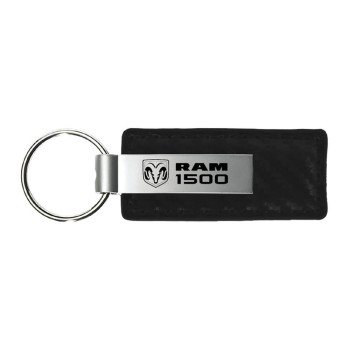 Automotive Gold Carbon Fiber Rectangular Leather Key Chain For Dodge Ram Black