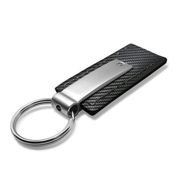 Automotive Gold Carbon Fiber Rectangular Leather Key Chain For Dodge Ram Black