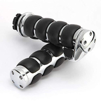 Innoglow Motorcycle Hand Grips 1 Universal Nonslip Handgrips Handlebar Grips With Throttle Assist Chrome Black Aluminum Rubbe