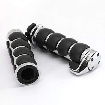 Innoglow Motorcycle Hand Grips 1 Universal Nonslip Handgrips Handlebar Grips With Throttle Assist Chrome Black Aluminum Rubbe