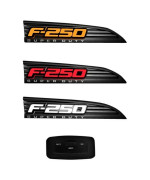 Recon Truck Accessories REC264285BK Illuminated Emblems for 2011-2016 F250 Black & Chrome - 2 Piece