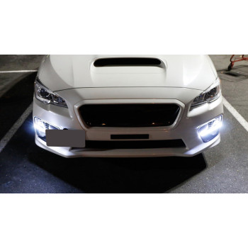 Ijdmtoy Led Daytime Running Light Halogen Fog Lamp Kit Compatible With 20152017 Subaru Wrxsti Includes Led Drl Fog Bezels