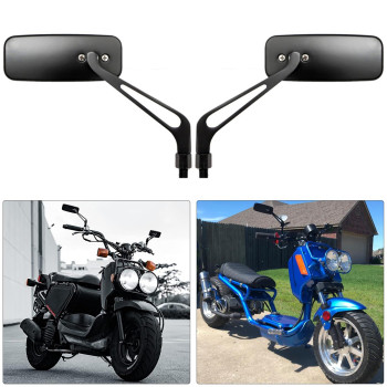 Devilmotor Black Rectangle Motorcycle Bobber Mirrors For Cruiser Chopper With Smoke Blue 8Mm10Mm Black