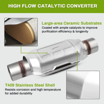 Autosaver88 25 Inletoutlet Universal Catalytic Converter Oval Body Epa Compliant