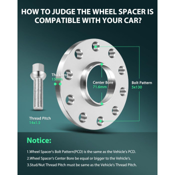 Scitoo 2Pcs 15Mm 5 Lug 5X130 Wheel Spacers Fit For Panamera Wheel Spacers For Cayenne Wheel Spacers For 911 For Boxster Wheel Sp