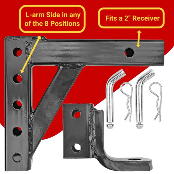 Gotow 10 Adjustable Ball Mount 2 Receiver 8Position 5000Lb Gwt Durable Alloy Steel Powder Coated Finish