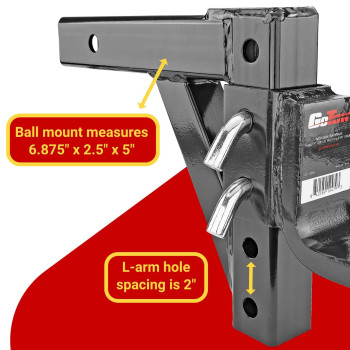 Gotow 10 Adjustable Ball Mount 2 Receiver 8Position 5000Lb Gwt Durable Alloy Steel Powder Coated Finish