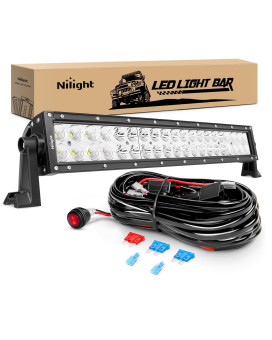 Nilight Zh017 22Inch 120W Spot Flood Combo Bar Led Off Road Lights With 16Awg Wiring Harness Kit 2 Years Warranty